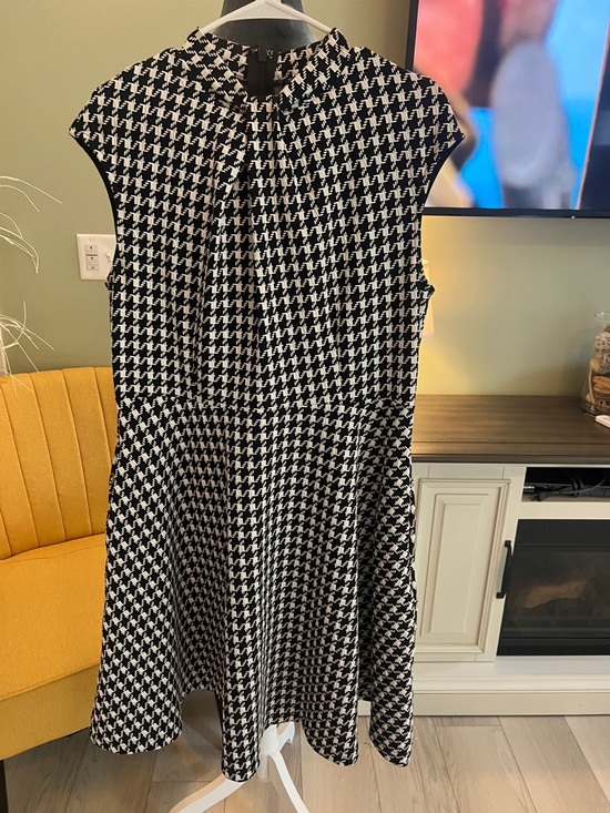 New York & Company Dresses & Skirts - New York & Company Black and White Houndstooth Fit-and-Flare Dress